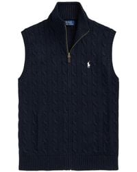 Polo Ralph Lauren - Cable-Knit Zip-Up Sleeveless Cardigan - Lyst