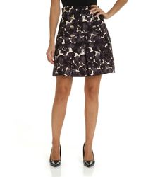 Elisabetta Franchi Gonna color nudo stampa floreale a contrasto - Nero