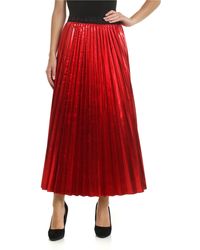 P.A.R.O.S.H. Gonna plissè rossa effetto laminato - Rosso