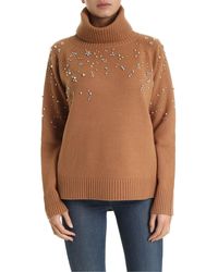 Max Mara Studio Acciuga Turtleneck In Camel Color - Brown