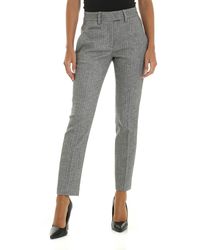 Dondup Pantalone Perfect nero e bianco in tessuto spinato