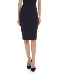 Elisabetta Franchi Gonna a tubino nera con logo - Nero