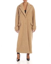 MSGM Cappotto lungo beige effetto teddy - Neutro