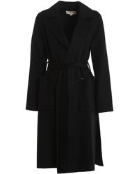 Michael Kors Wool Blend Wrap Coat - Black
