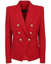 Balmain Blazer doppiopetto in lana - Rosso