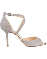 Jimmy Choo Leather Emsy 85mm Lizard-print Sandals in White - Lyst