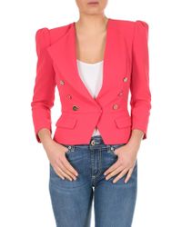 Elisabetta Franchi Giacca corta fucsia con spalle a sbuffo - Rosa