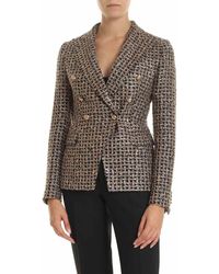 Tagliatore Giacca blu bouclè con motivo laminato