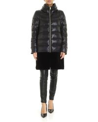 Herno Black Down Jacket With Eco-fur Detail