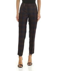 Peserico Pantalone a quadri blu e marroni