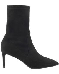 stuart weitzman black wren 75 suede heeled ankle boots