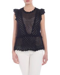 Twin Set Top in maglia traforata nera - Blu