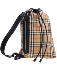 Burberry Checked Printed "duffle" Bag - Natural