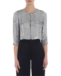 P.A.R.O.S.H. Giacca crop in paillettes argentate - Grigio