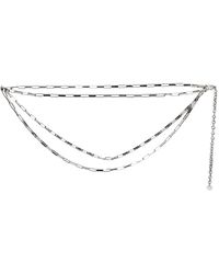 monogram chain wallet in silver textured matelassé metallic leather