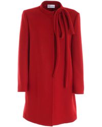 RED Valentino Maxi Bow Detailed Wool Blend Coat - Red