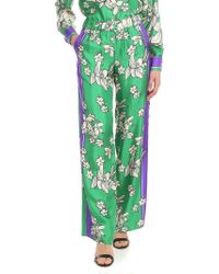 P.A.R.O.S.H. Pantalone in seta verde floreale