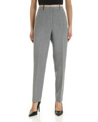 Peserico Pantalone grigio melange con profilo in seta beige