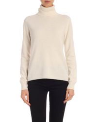 Max Mara Studio Navata Turtleneck In Cream Color - Multicolor