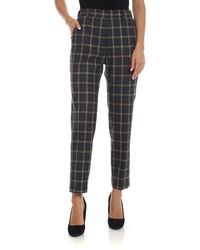Peserico Pantalone grigio con motivo check a contrasto