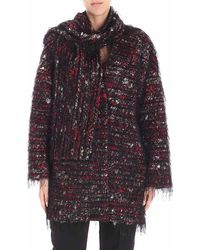 Blugirl Blumarine Tweed Coat With Fringes - Multicolour