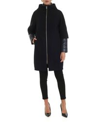 Herno Down Details Coat In Blue
