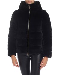 Herno Eco-fur Coat In Blue With Crater Collar