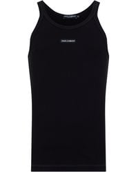 Dolce & Gabbana - Ribbed Tank Top With Logo - Lyst
