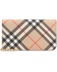 Burberry - Check Fabric Wallet On Chain - Lyst