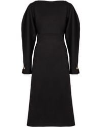 Philosophy Di Lorenzo Serafini - Elegant Wool-Blend Midi Dress With Dramatic Sleeves - Lyst