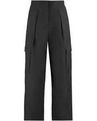 Max Mara Studio Cotton High Waist Cargo Pants in Black Womens Clothing Trousers Slacks and Chinos Cargo trousers 