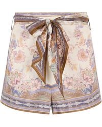 Zimmermann - Printed Linen Shorts With Knot Detail - Lyst