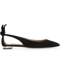 Aquazzura Leather Purist Mocassin in Silver Womens Shoes Flats and flat shoes Ballet flats and ballerina shoes Black 