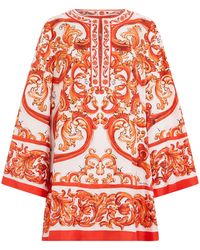 Dolce & Gabbana - Twill Caftan With Majolica Print - Lyst