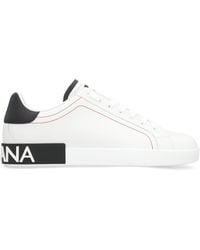 Dolce & Gabbana - Logo Portofino Leather Low-Top Trainers - Lyst