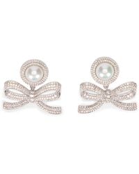 Self-Portrait - Earrings With Bow And Pearl - Lyst