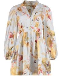 Zimmermann - Abito Ascension Plunge in lino stampato - Lyst