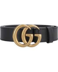 gucci black leather belt with double g buckle