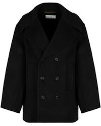 Saint Laurent - Virgin Wool Double-Breasted Peacoat - Lyst
