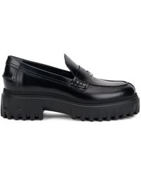 Hogan - Leather Slip-On Shoes Calfskin Loafers - Lyst