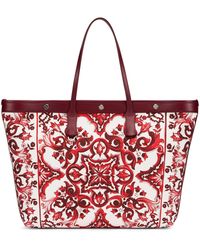 Dolce & Gabbana - Dolce & Gabbana Tote Bag With Majolica Print - Lyst