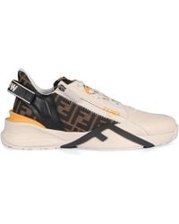 Fendi - Flow Vitello Leather & Tonal Logo Jacquard Sneakers - Lyst