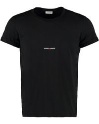 Saint Laurent - Logo Cotton T-Shirt - Lyst