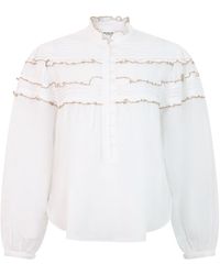 Isabel Marant - Lightweight Cotton-Viscose Blouse With Flounce Frills - Lyst