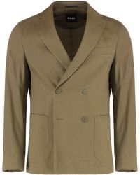 BOSS - Double-Breasted Linen Blend Jacket - Lyst