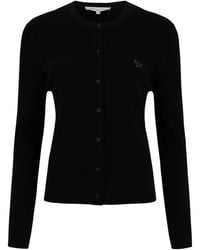 Maison Kitsuné - Ribbed Crewneck Cardigan - Lyst