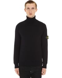 Stone Island Ribbed Turtleneck Jumper - Blue