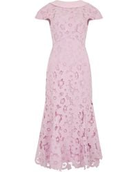 Self-Portrait - Midi Lace Dress With A Back Neckline - Lyst
