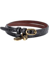 Alexander McQueen - Leather Bracelet With Metal Logo Pendant And Skull - Lyst