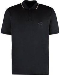 Giorgio Armani - Short Sleeve Cotton Blend Polo Shirt - Lyst